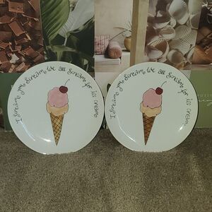 Pottery Barn "We All Scream For Ice Cream" 7.5" Plate Ice Cream  -  CONES